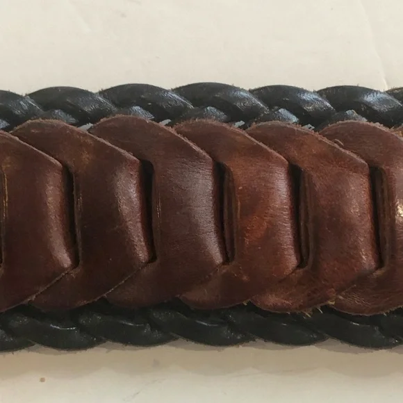Leather belt. Brown and black. Woven braided western cowboy Size M - Picture 6 of 10